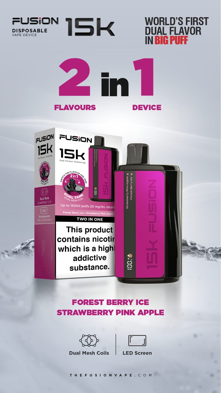 2 in 1 Fusion 15k Puffs Dual Tank Disposable Vape Pod Kit - Power Vape Shop