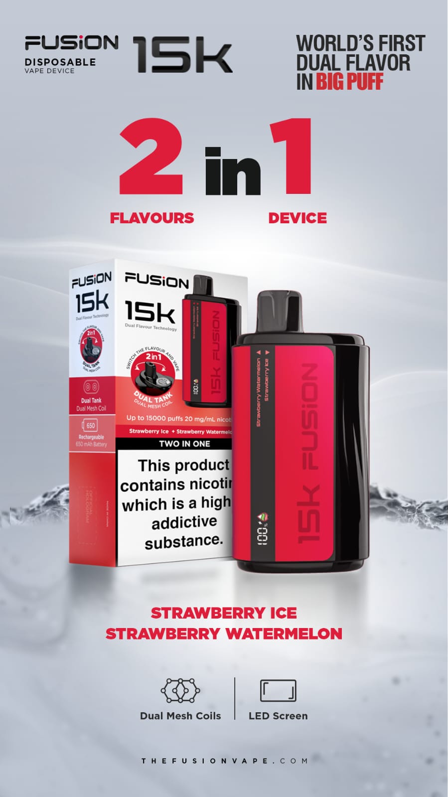 2 in 1 Fusion 15k Puffs Dual Tank Disposable Vape Pod Kit - Power Vape Shop