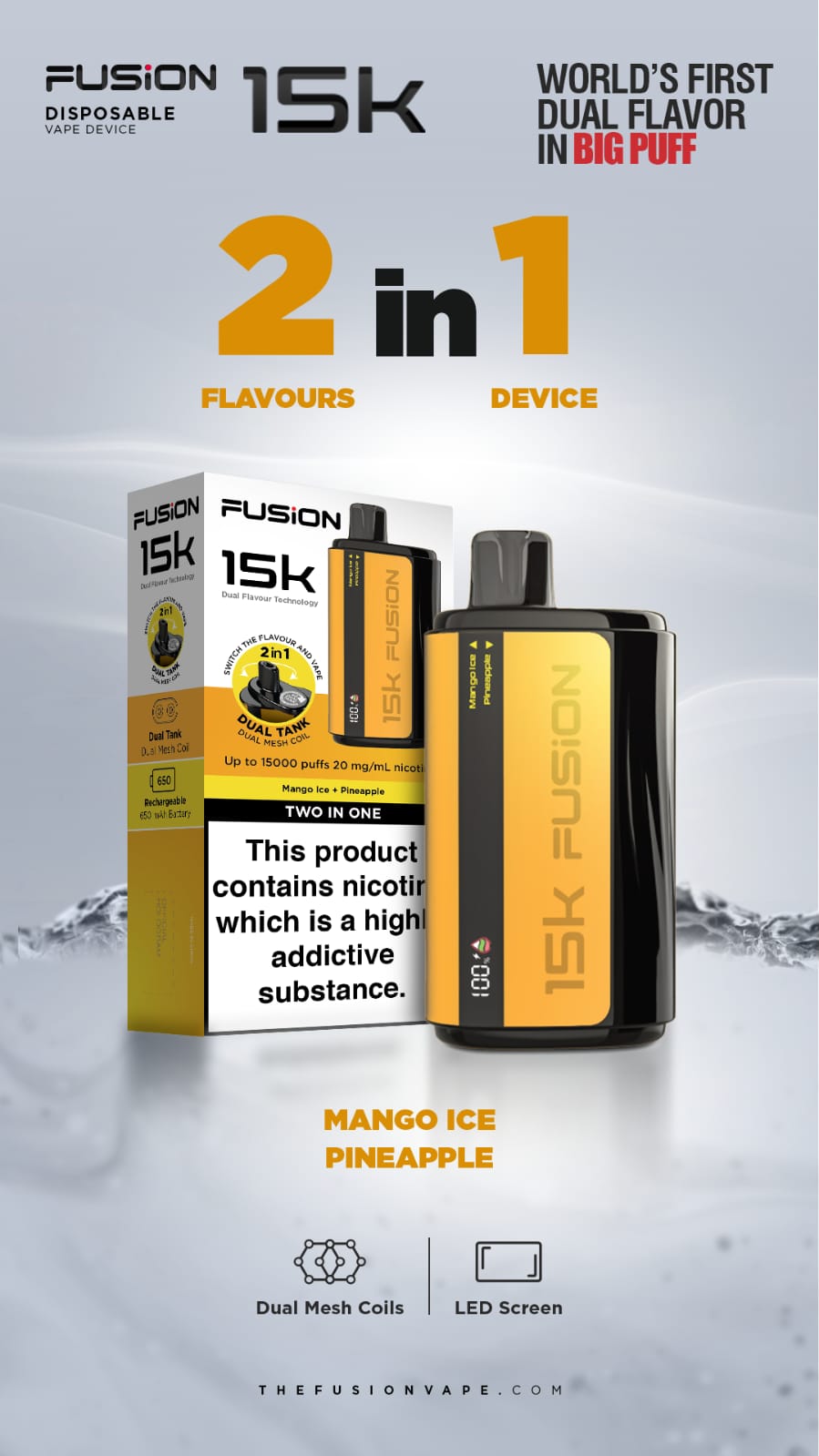 2 in 1 Fusion 15k Puffs Dual Tank Disposable Vape Pod Kit - Power Vape Shop