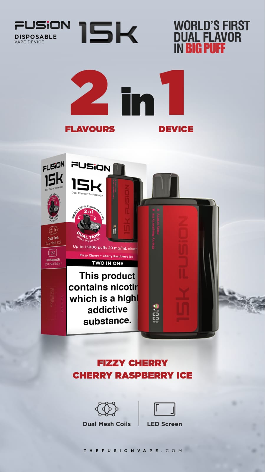 2 in 1 Fusion 15k Puffs Dual Tank Disposable Vape Pod Kit - Power Vape Shop