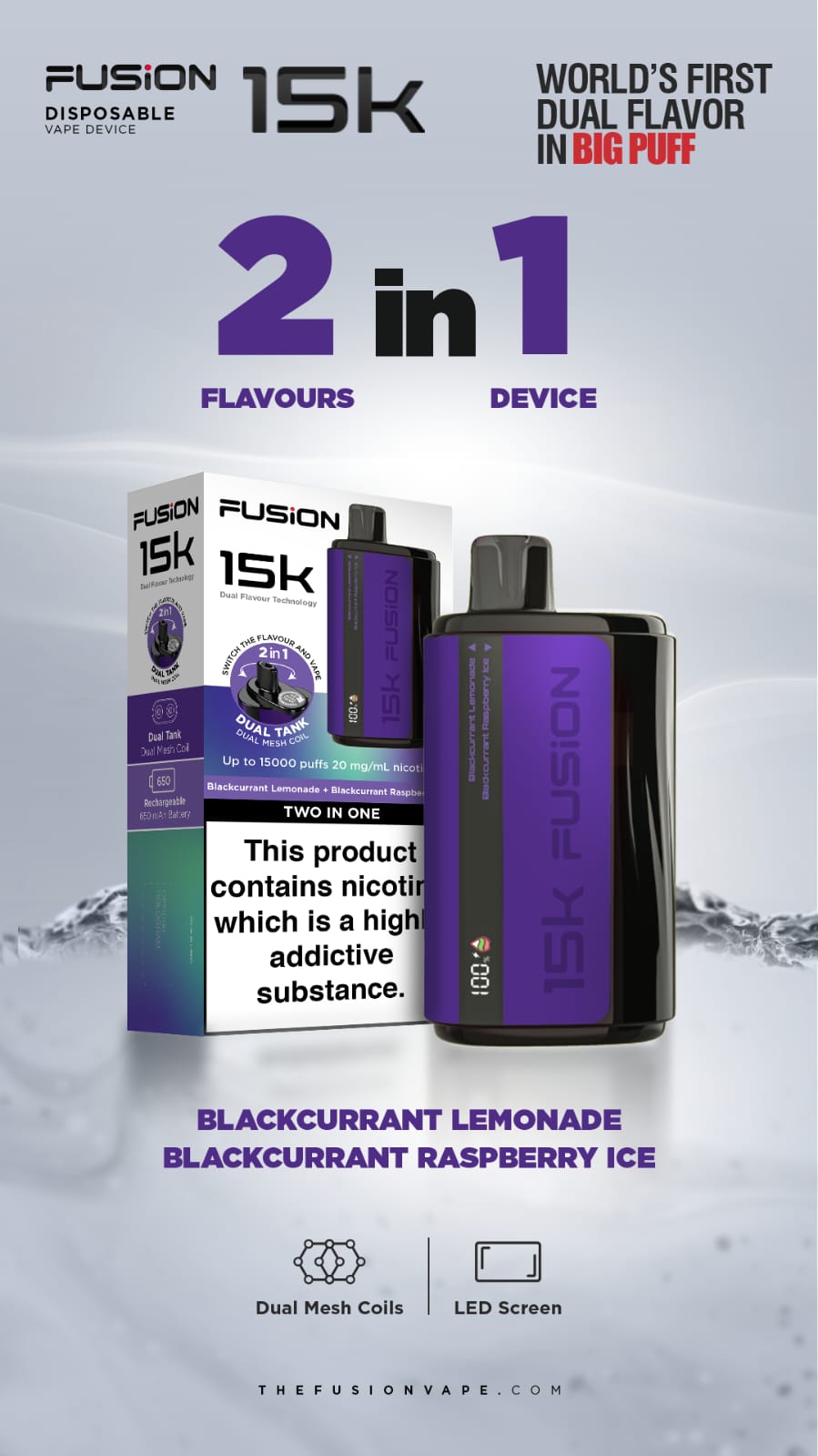 2 in 1 Fusion 15k Puffs Dual Tank Disposable Vape Pod Kit - Power Vape Shop
