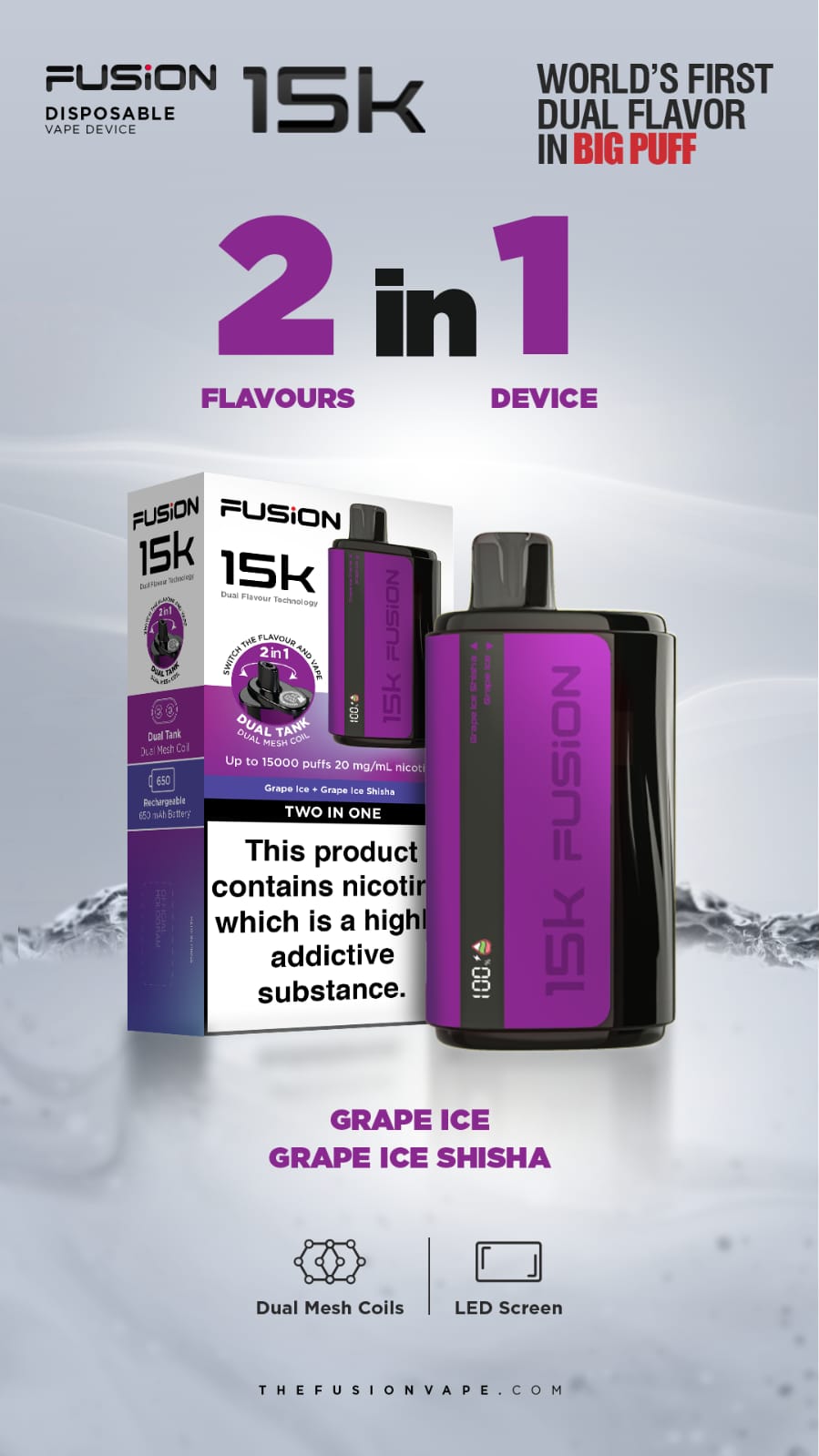2 in 1 Fusion 15k Puffs Dual Tank Disposable Vape Pod Kit - Power Vape Shop
