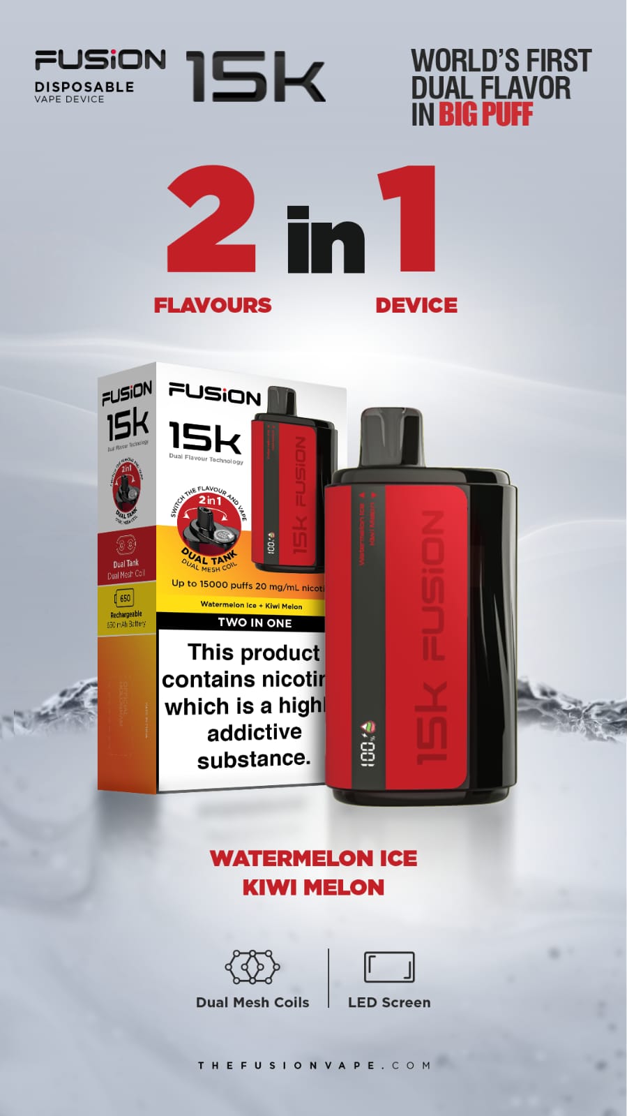 2 in 1 Fusion 15k Puffs Dual Tank Disposable Vape Pod Kit - Power Vape Shop