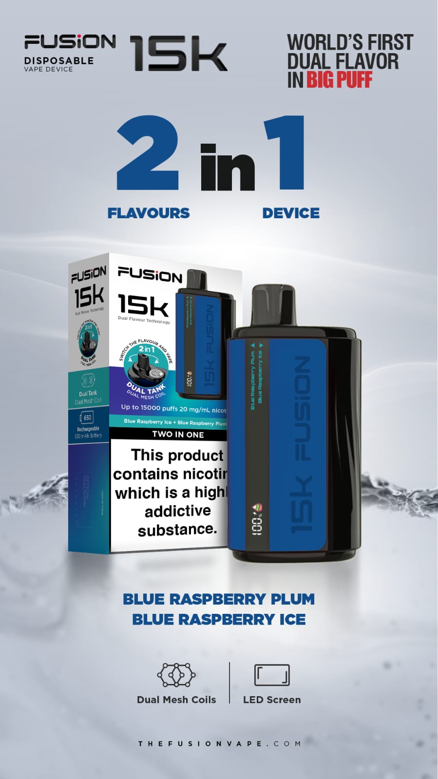 2 in 1 Fusion 15k Puffs Dual Tank Disposable Vape Pod Kit - Power Vape Shop