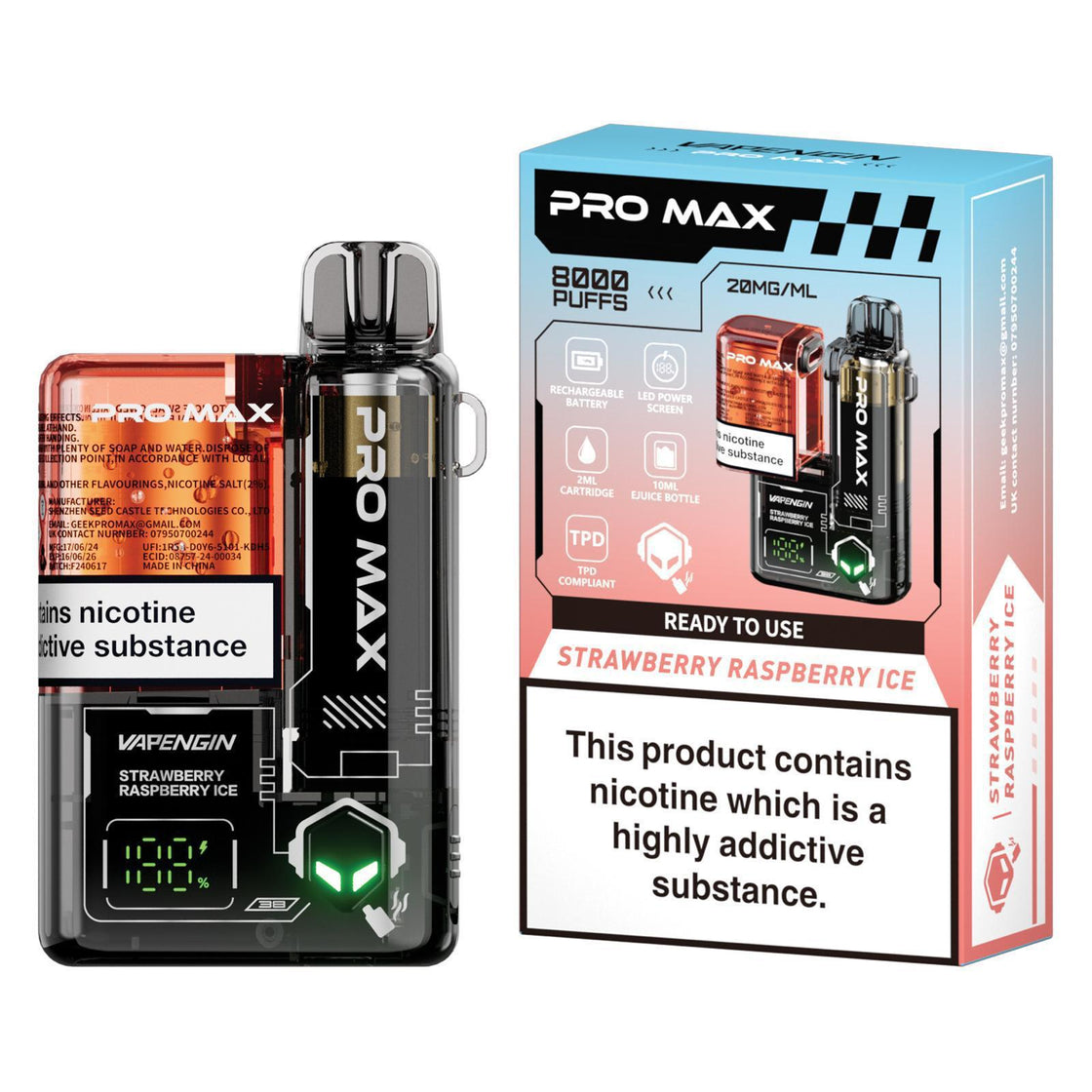 Vapengin Pro Max 8000 Box of 5 Disposable Pods