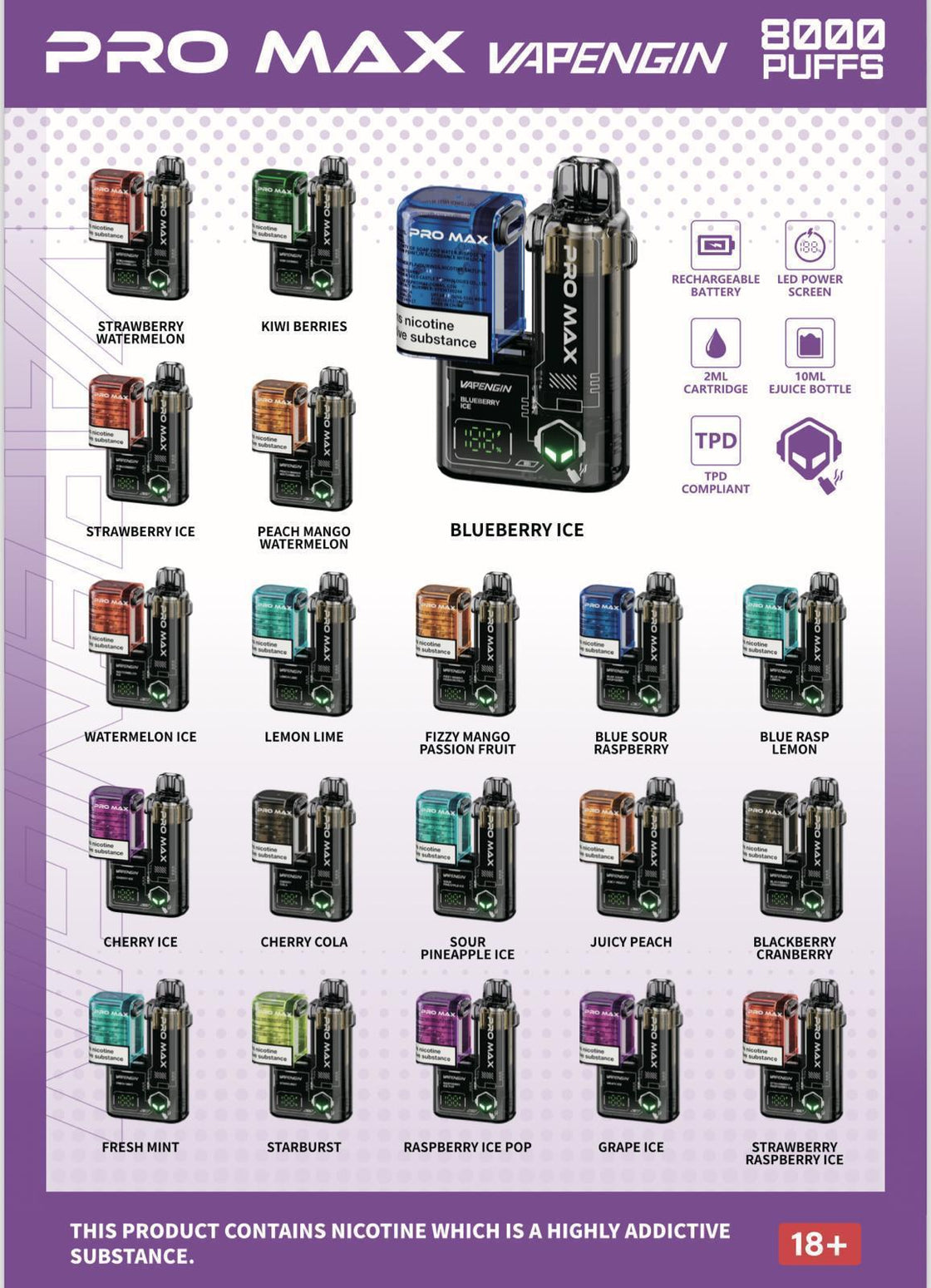 Vapengin Pro Max 8000 Box of 5 Disposable Pods