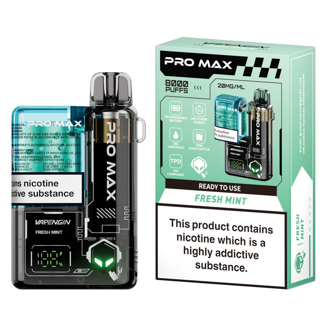 Vapengin Pro Max 8000 Box of 5 Disposable Pods