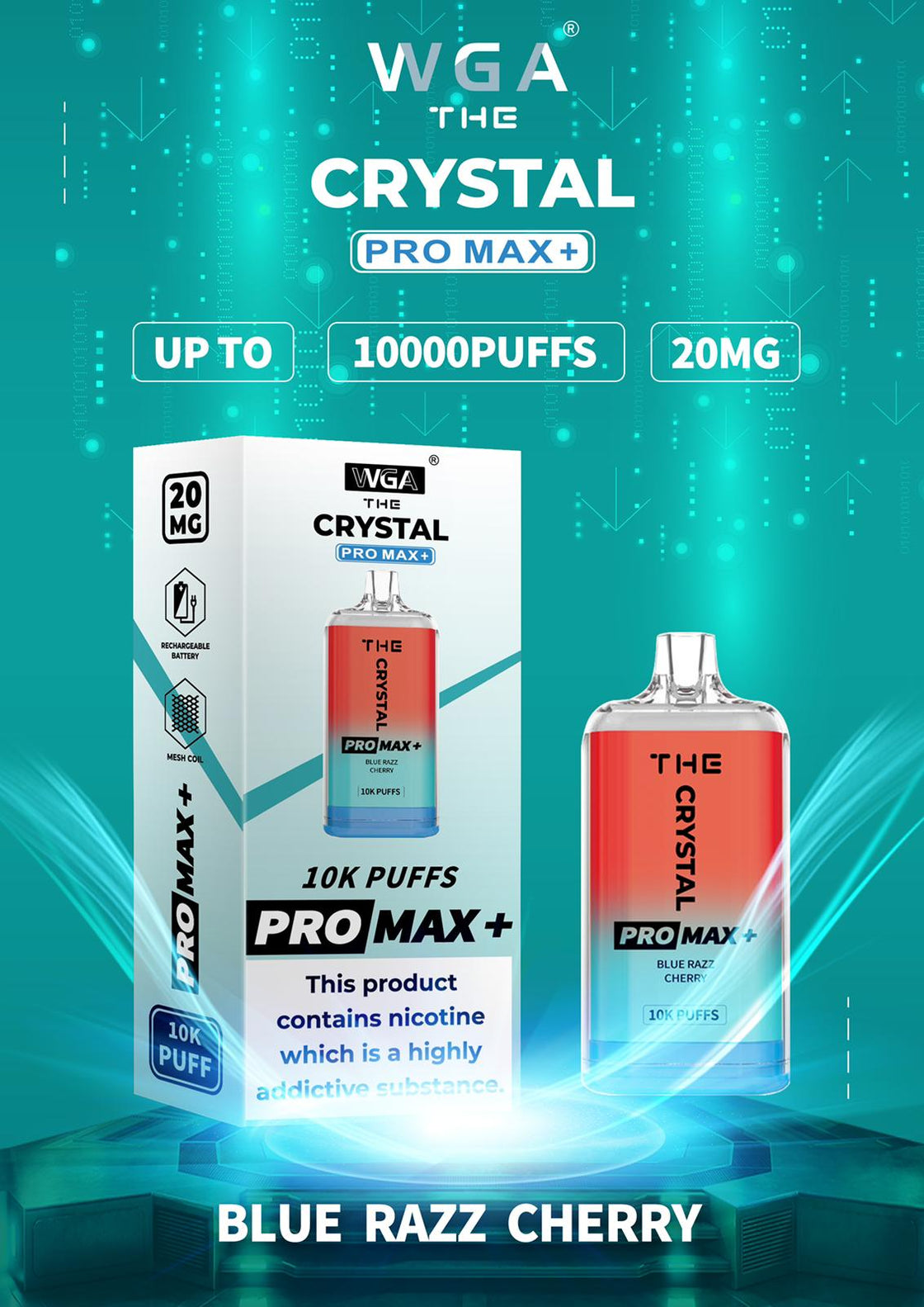The Crystal Pro Max + 10000 Box of 10 Disposable Vape