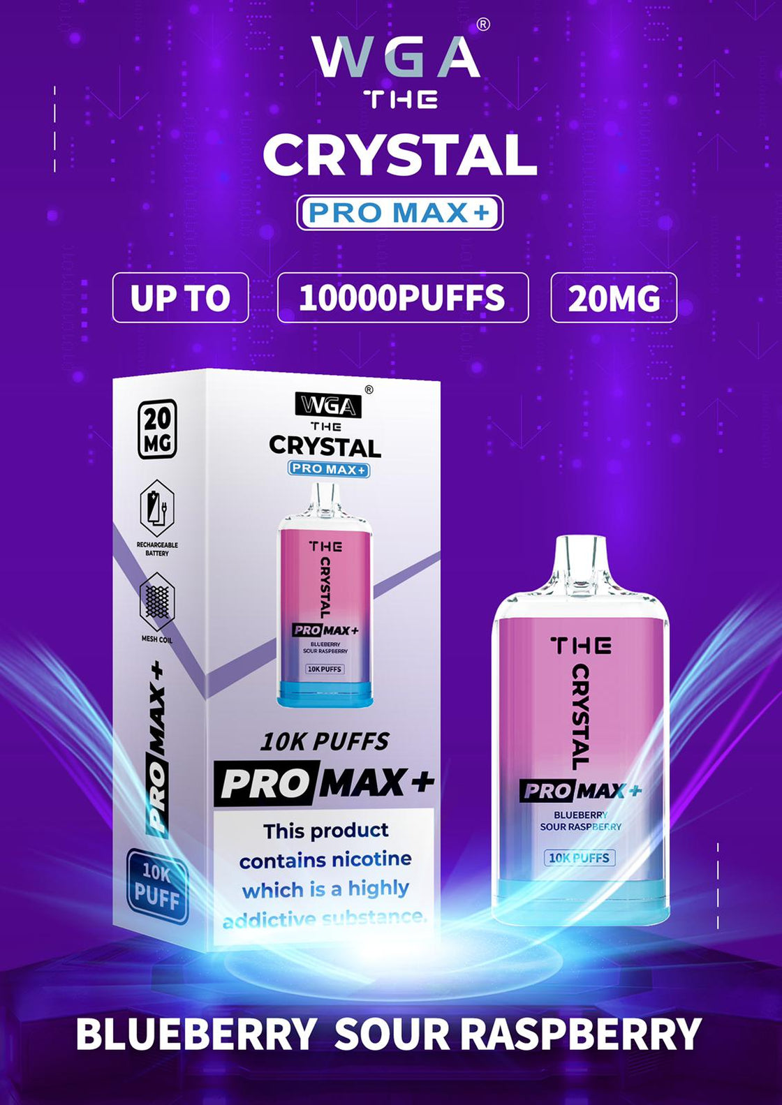 The Crystal Pro Max + 10000 Box of 10 Disposable Vape