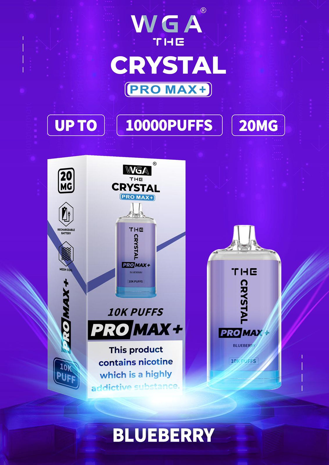 The Crystal Pro Max + 10000 Box of 10 Disposable Vape
